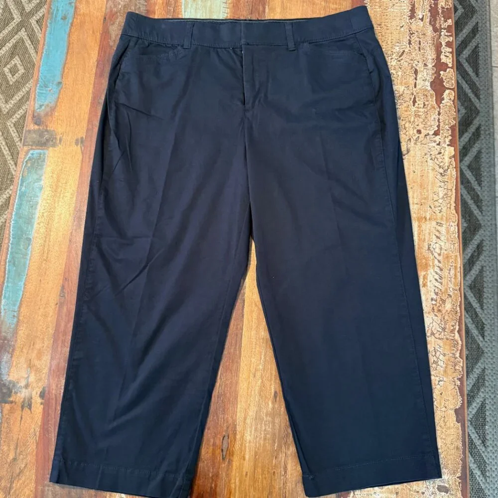 intro. Jonathan Ross Black Cotton Spandex Blend Comfort Waist Capri Pant Size 14